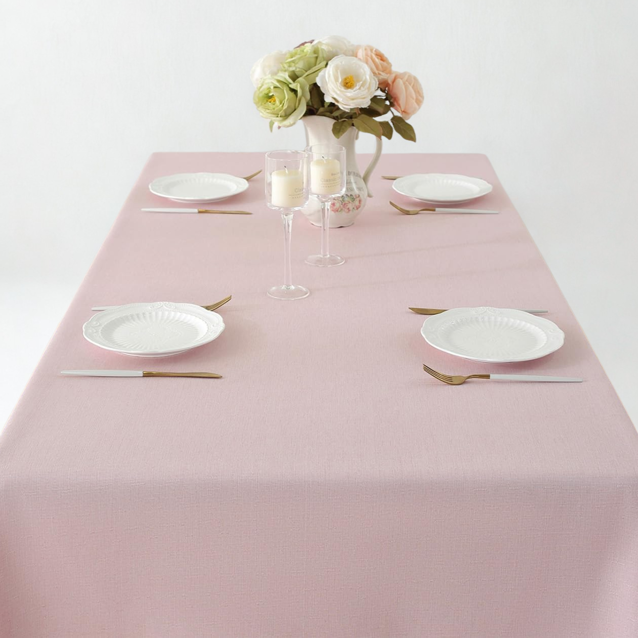 pink tablecloth
