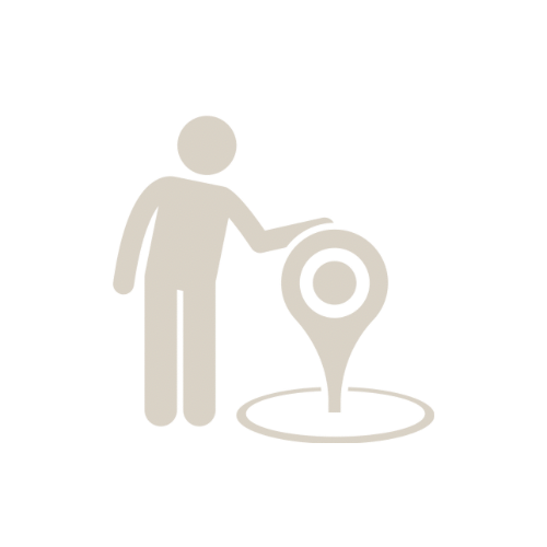 Icon of a person pouring liquid from a container with a location pin inside a circle at the bottom.