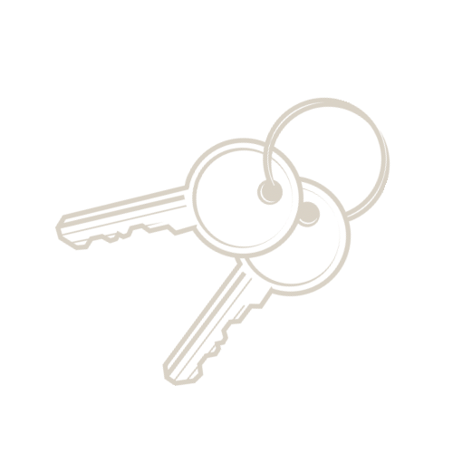 Line drawing of two keys with keyrings.
