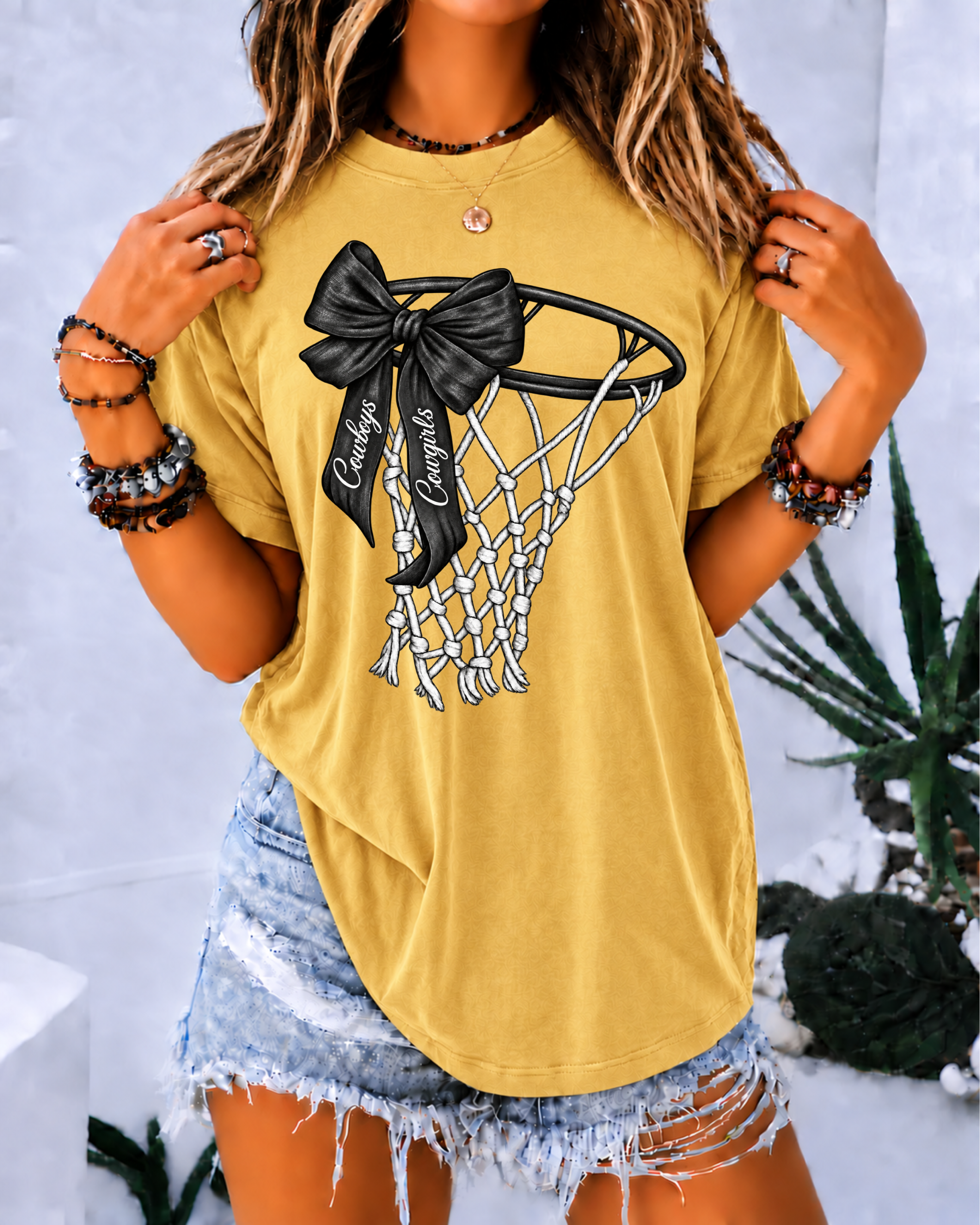 Cowboys Basketball Bow & Hoop Tee 🏀