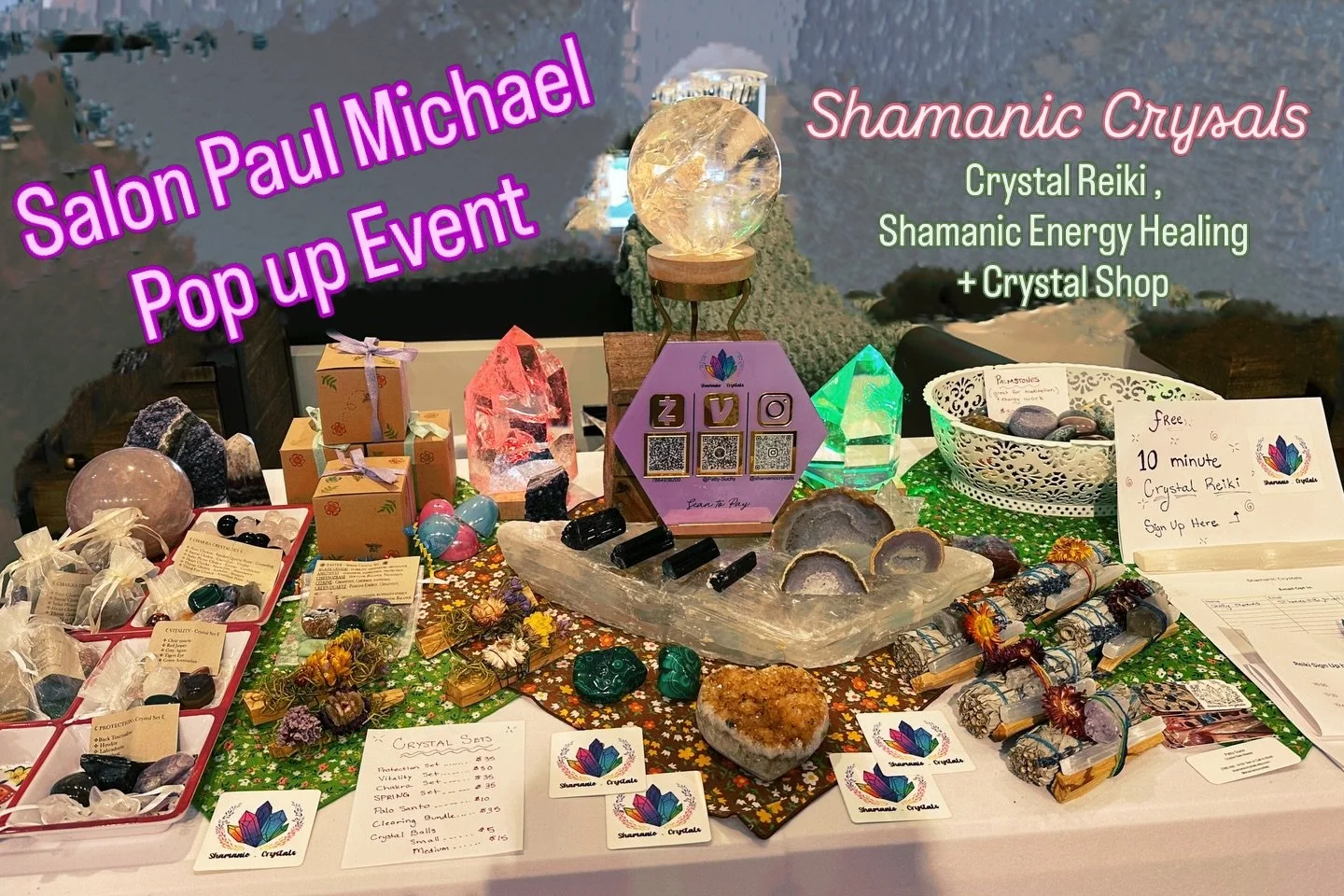 ✨ Had an amazing time at the Salon Paul Michael networking event in Westport today! Loved offering crystal reiki and sharing our crystal treasures . Thank you to the wonderful team @salonpaulmichael and a Special thanks to @johanna_elena_beauty for t