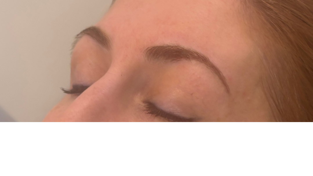 Combination brow restoration using soft hair strokes and light shading to rebuild shape and density where brows have thinned or faded.
