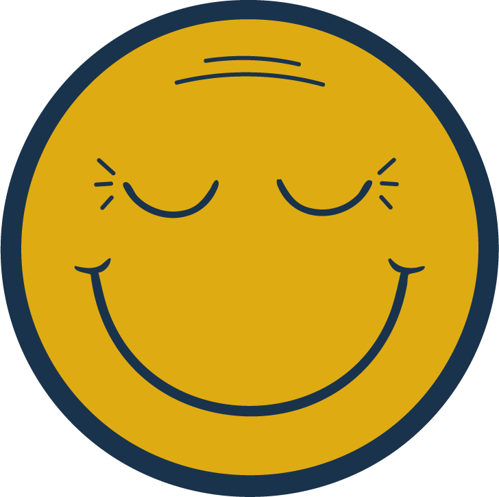 A yellow smiling face emoji with closed eyes and a gentle smile.
