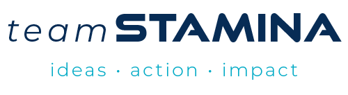 Team STAMINA logo with the tagline: ideas, action, impact.