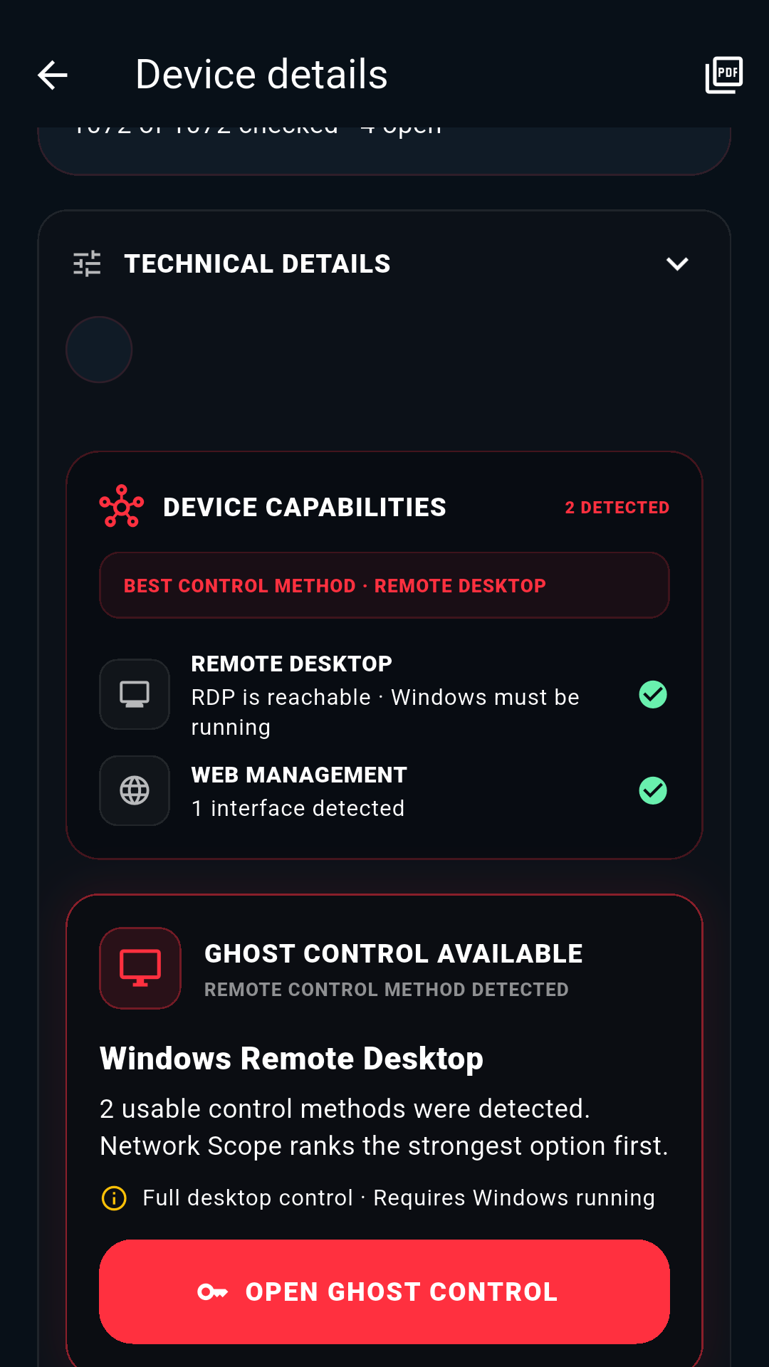 CTI Network Scope device capabilities and security summary