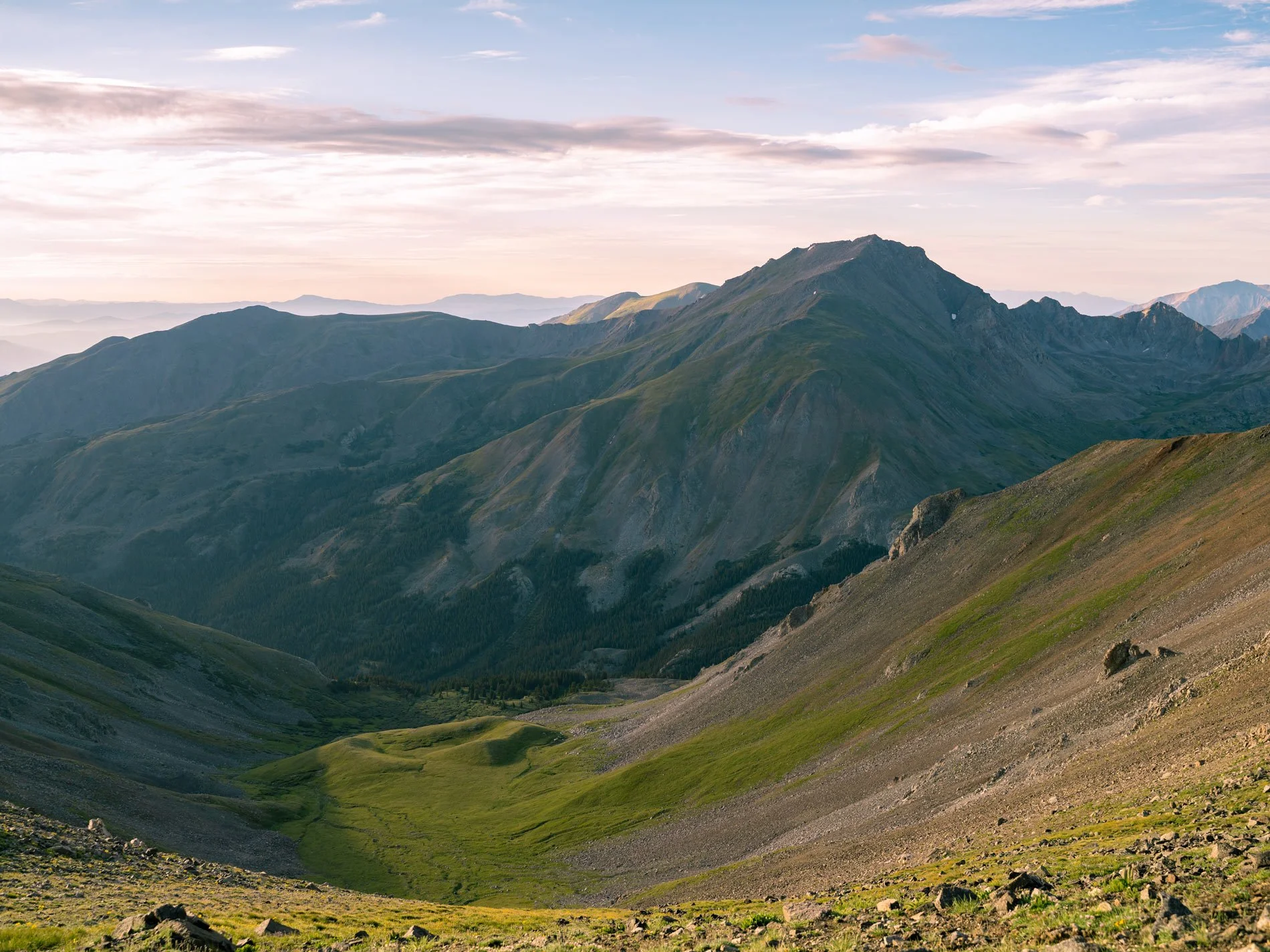 Green valley with mountains