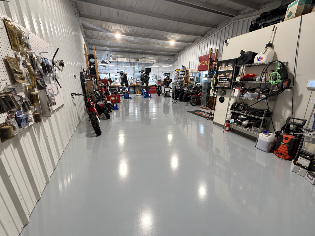 Motorcycle shop and showroom, after
