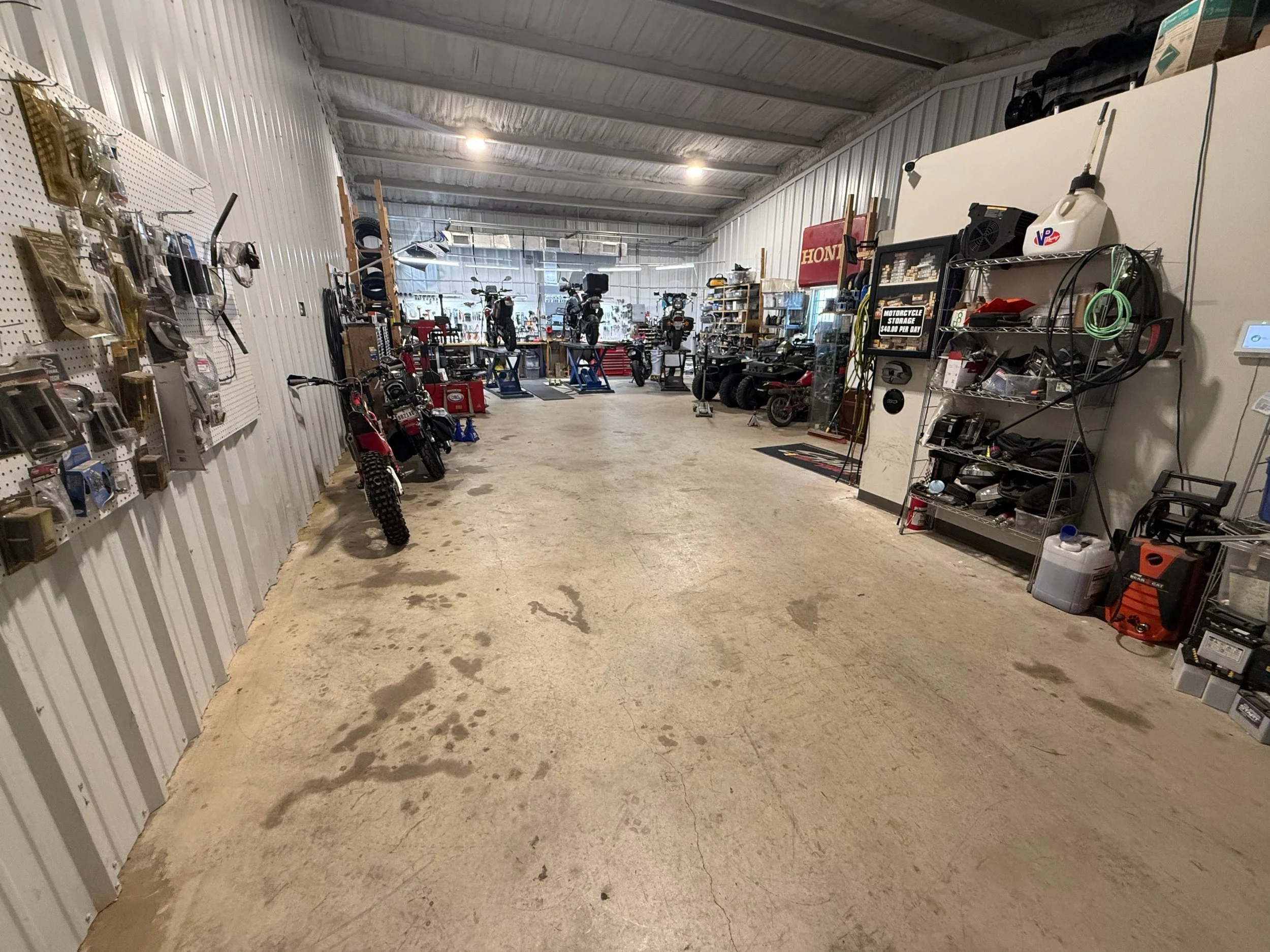 Motorcycle shop and showroom, before