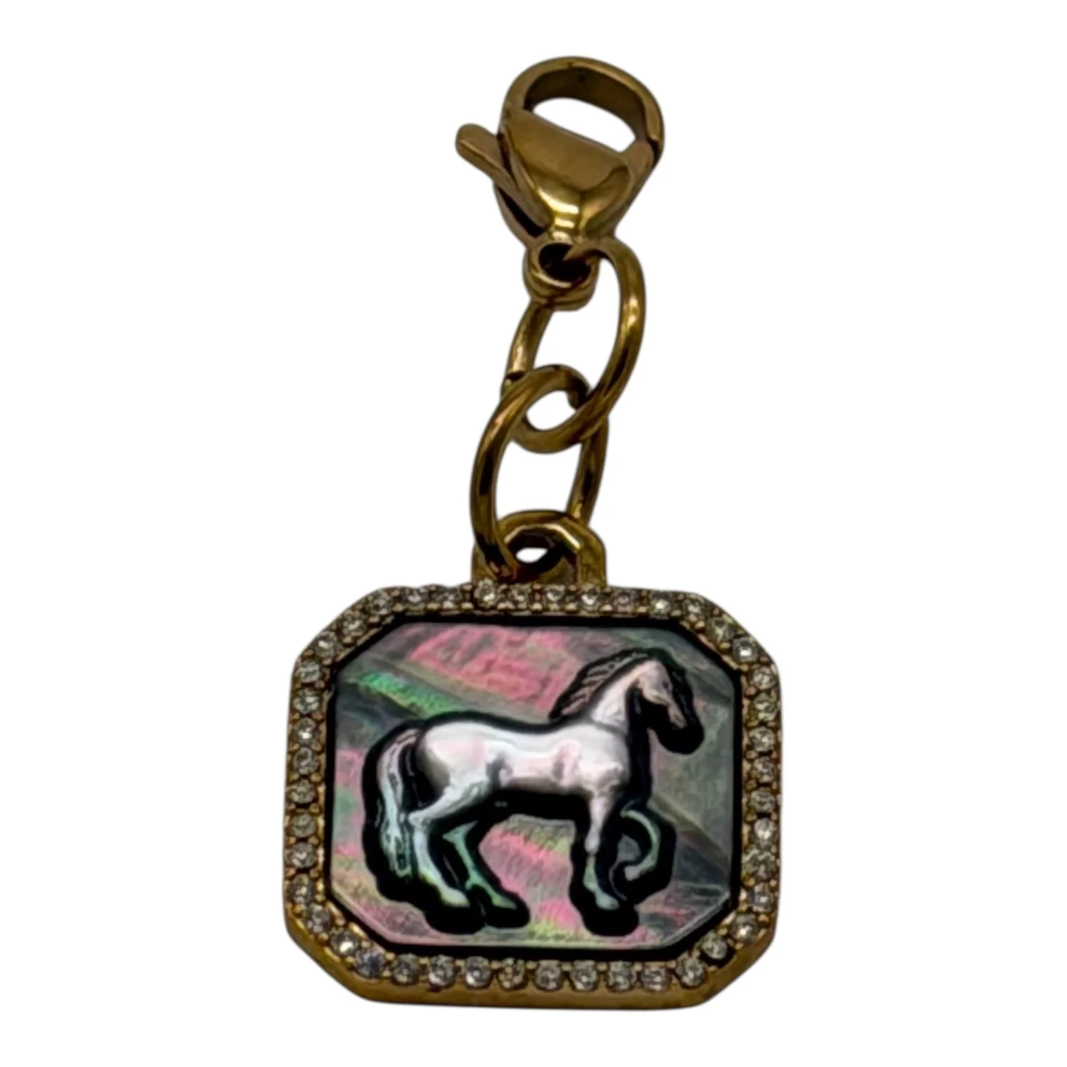 Horse Charm with CZ Stone Border