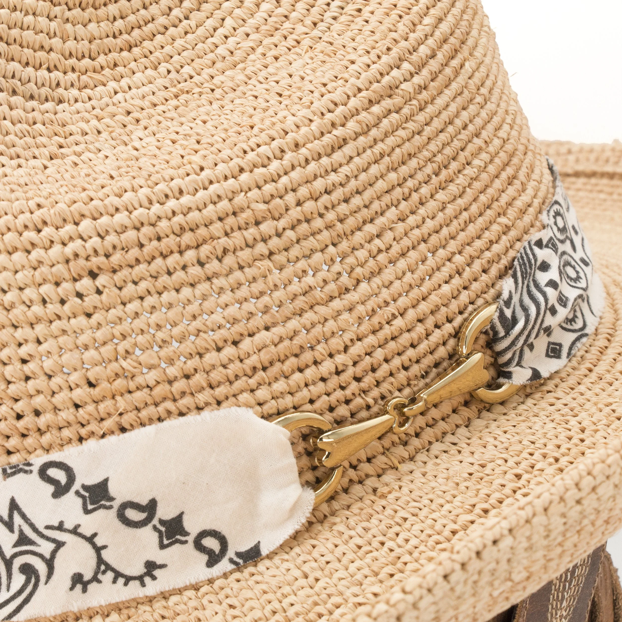 Natural Adjustable Cotton Frayed Bandana Hat Band