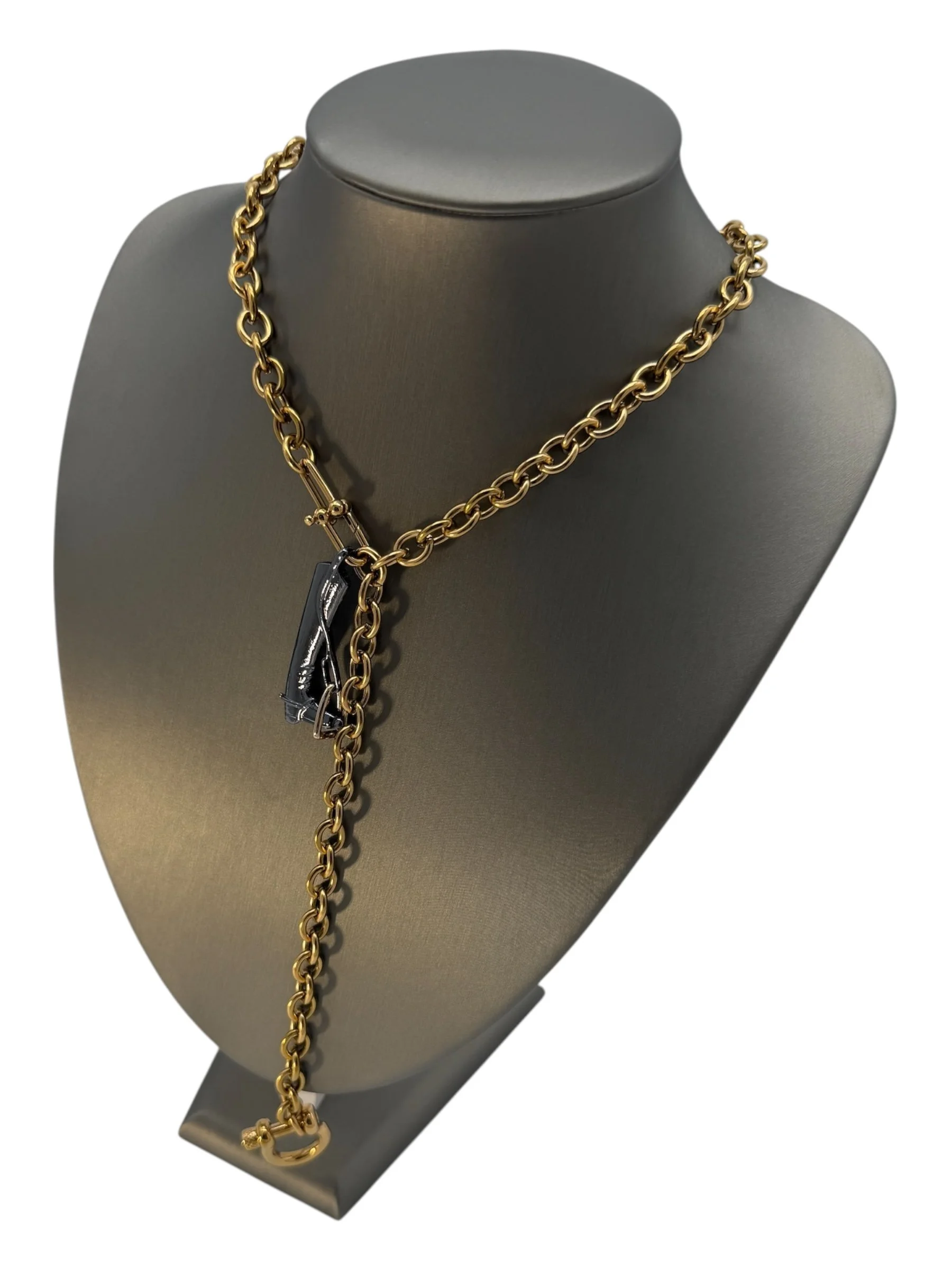 Y Rope Necklace with Equestrian Boot & Stirrup