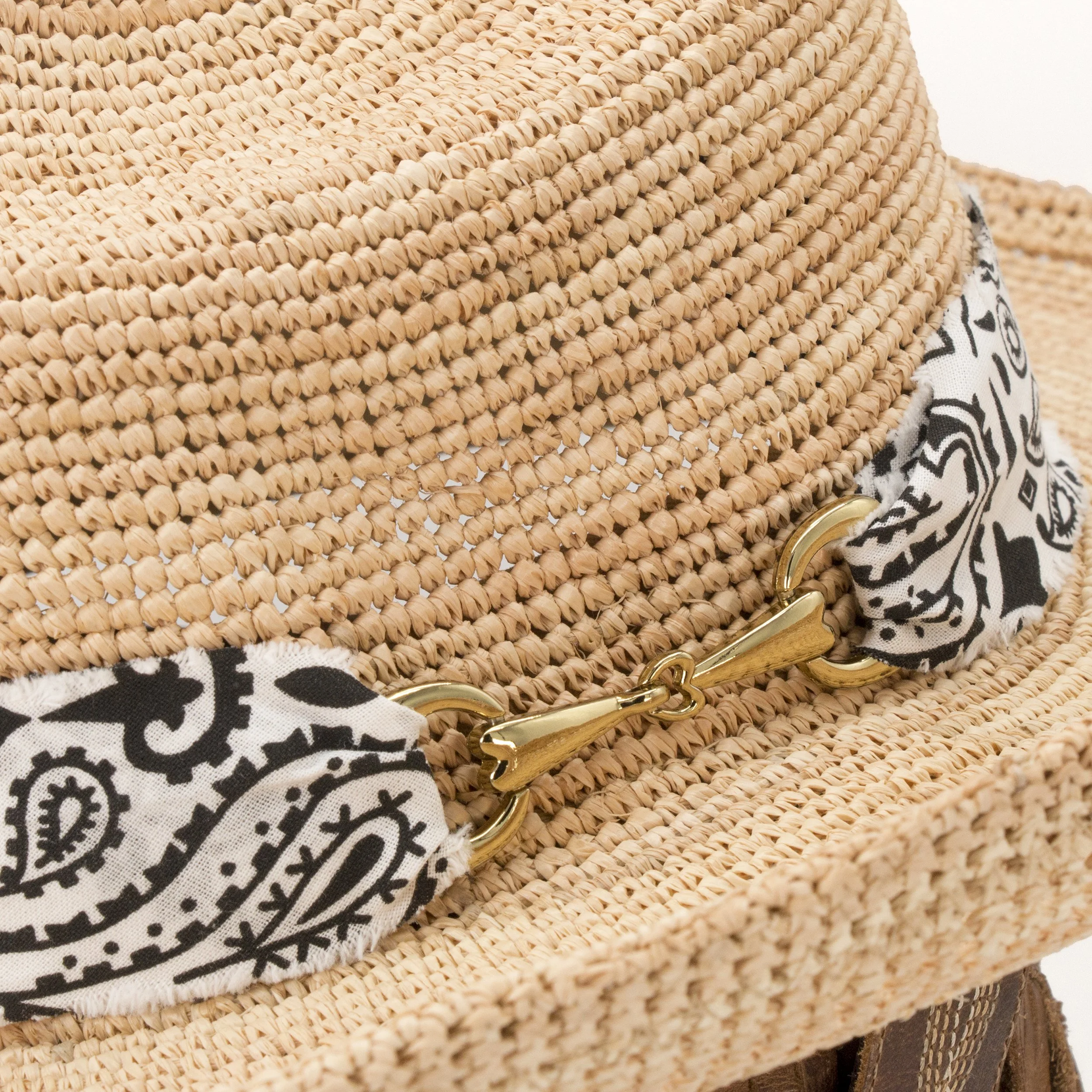 White Adjustable Cotton Frayed Bandana Hat Band
