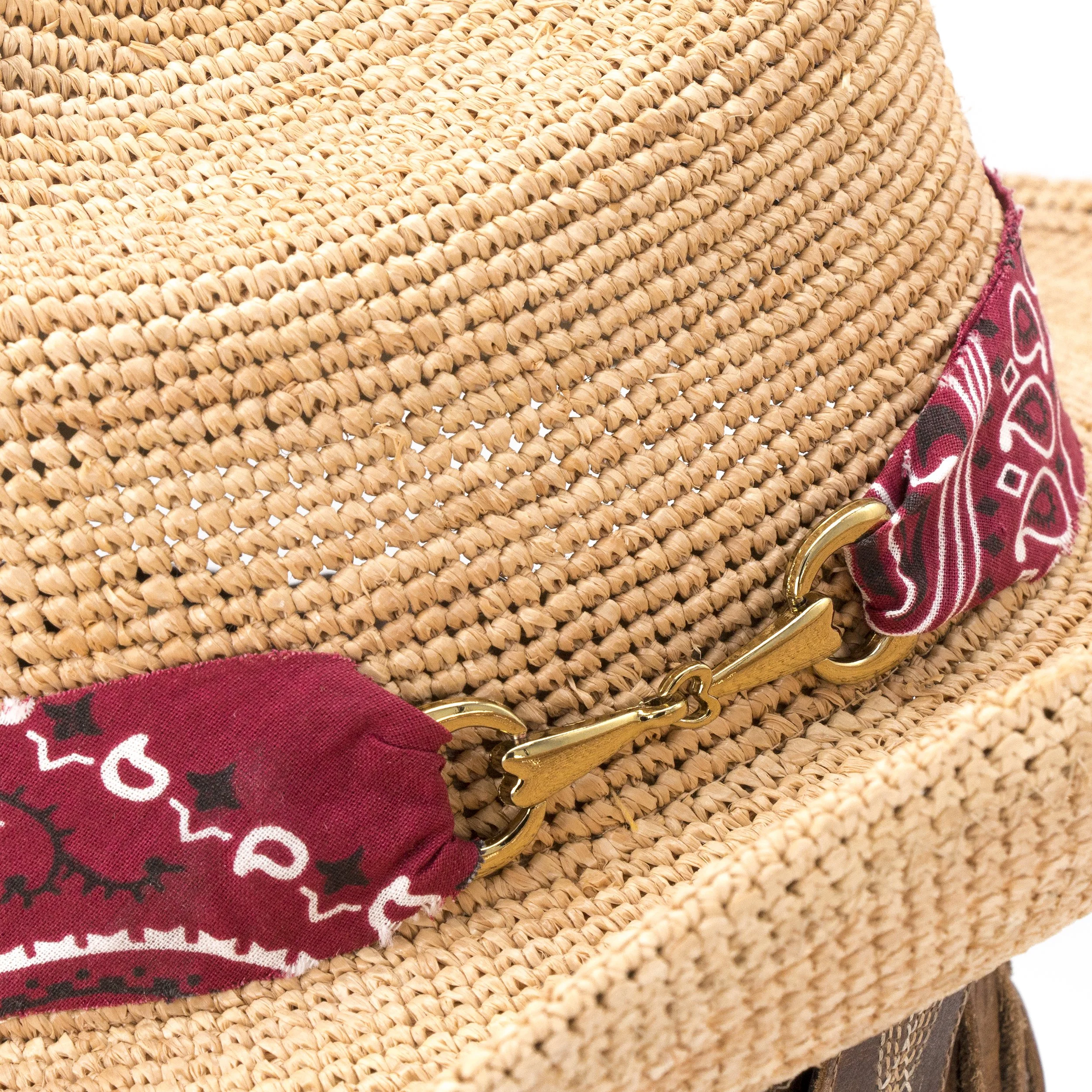 Garnet Adjustable Cotton Frayed Bandana Hat Band