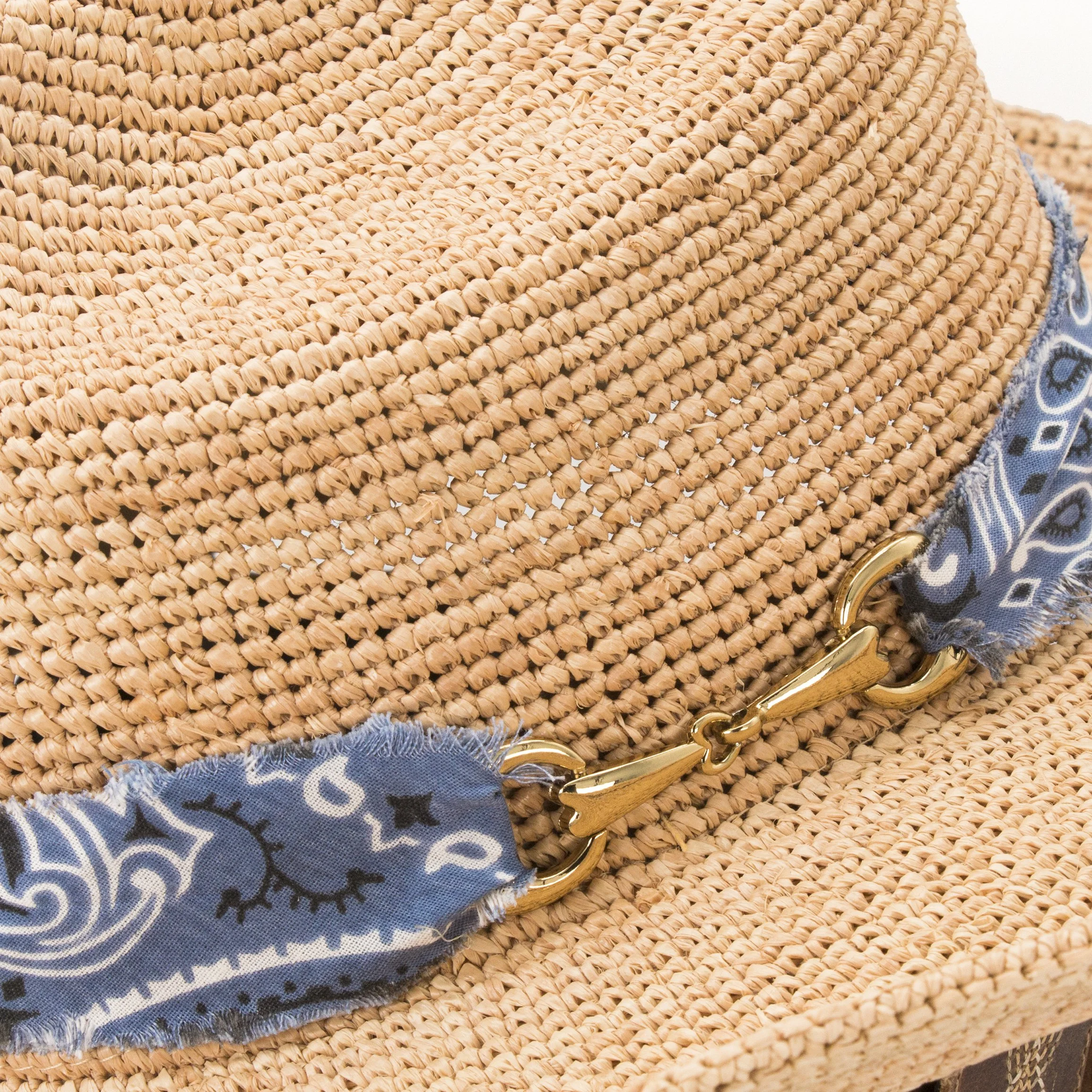 Heather Navy Adjustable Cotton Frayed Bandana Hat Band