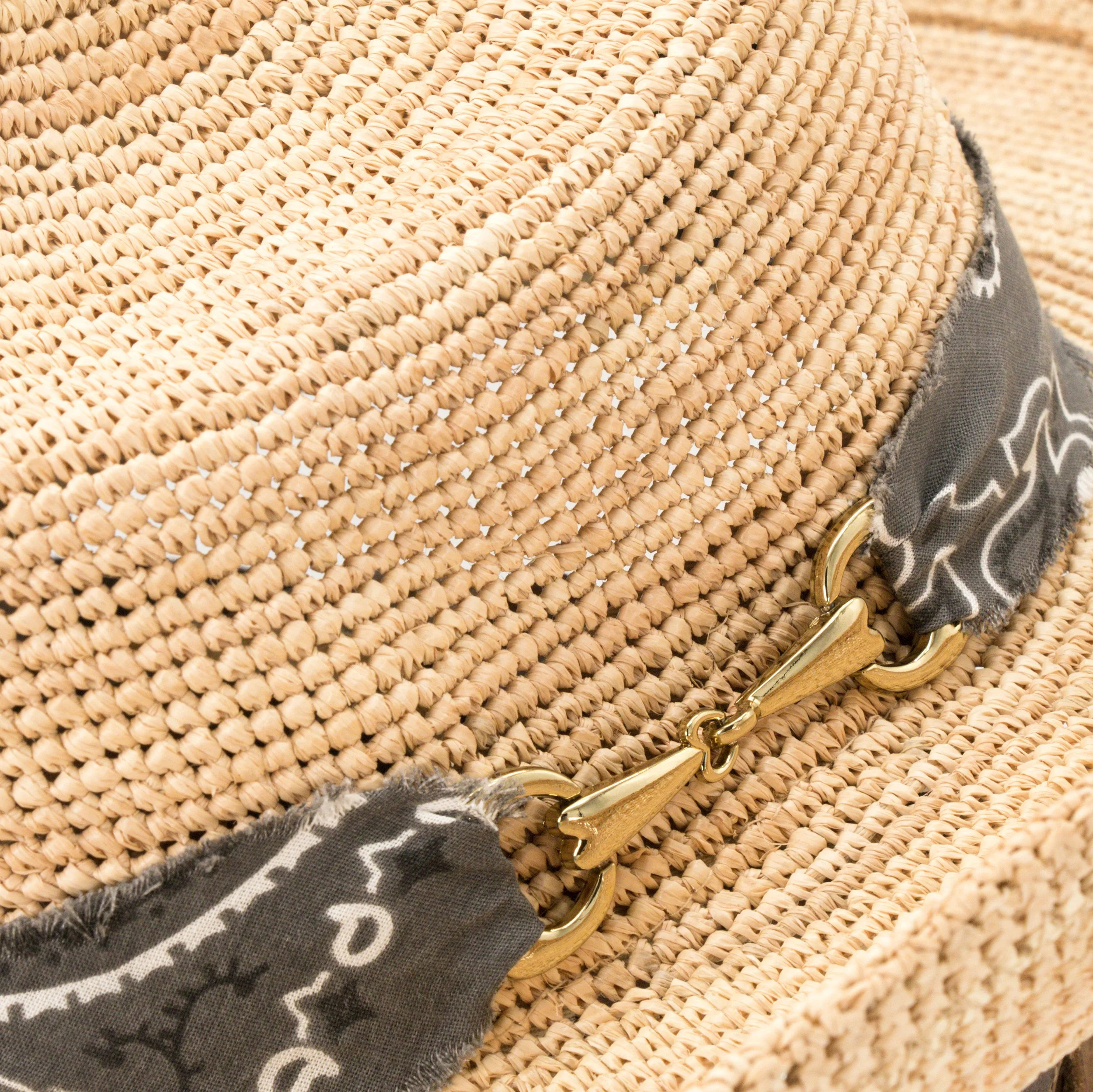 Charcoal Adjustable Cotton Frayed Bandana Hat Band