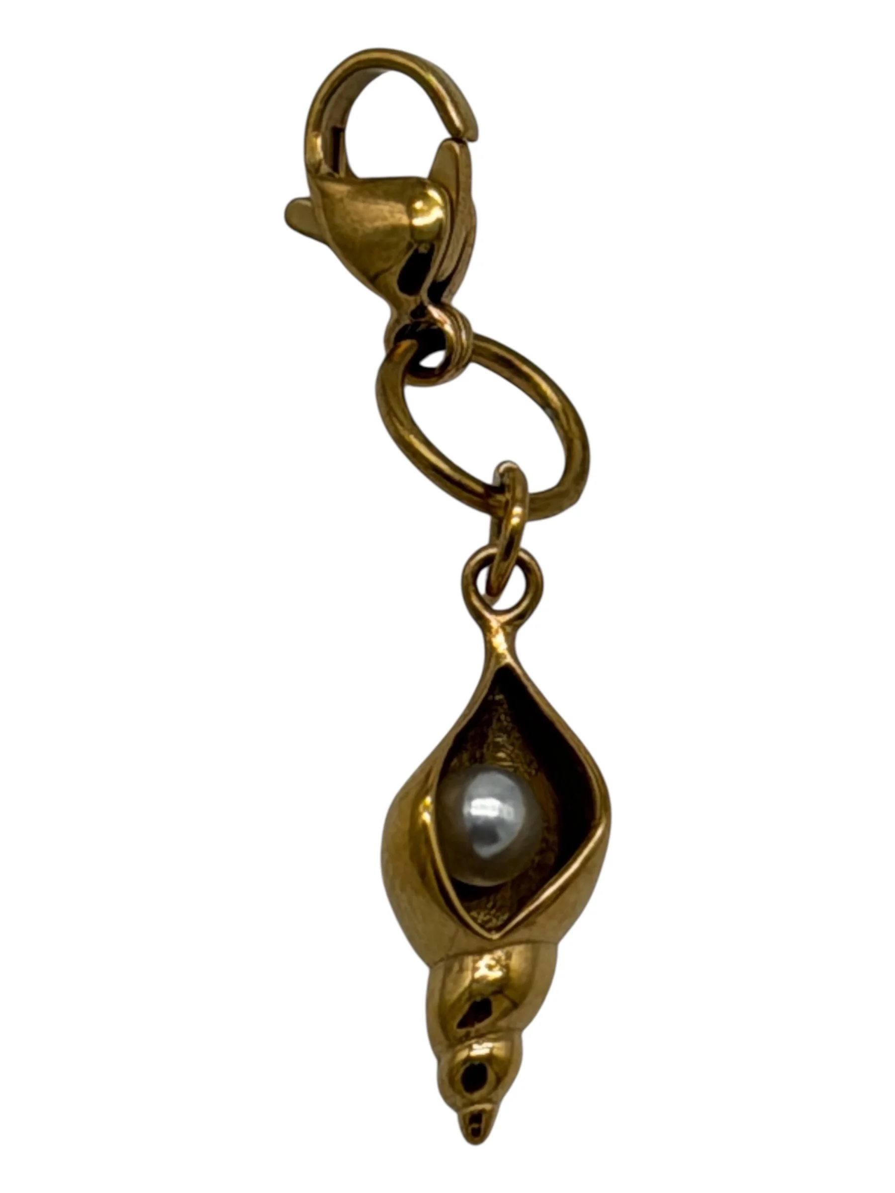 Conch Shell with Glass Pearl Charm