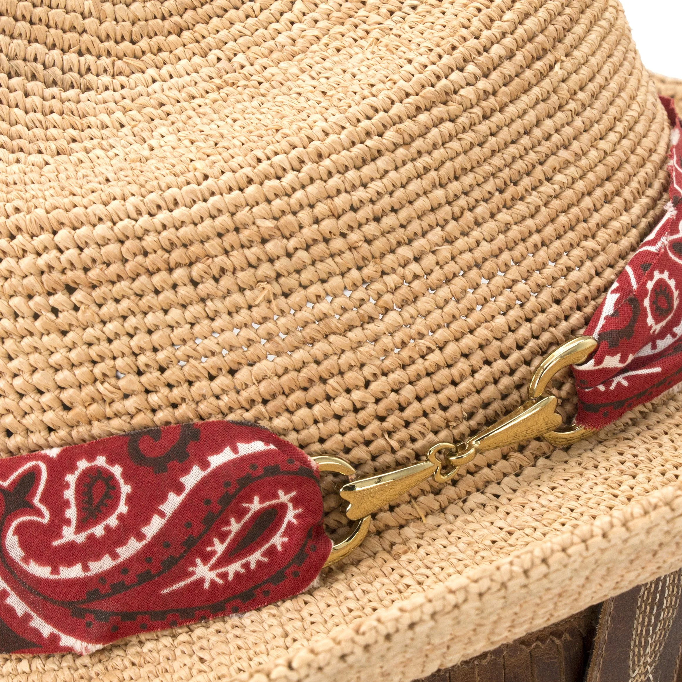 Cardinal Red Adjustable Cotton Frayed Bandana Hat Band