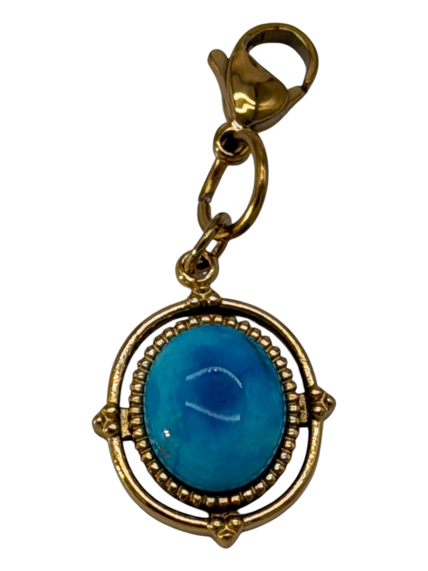 Roped Frame Oval Turquoise Stone Charm
