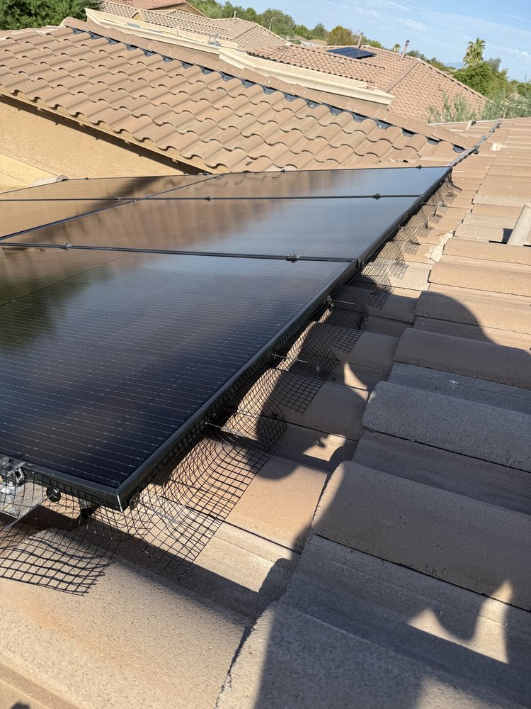 Solar panel bird guard installation