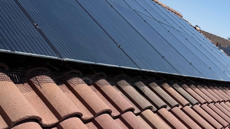 Solar panel bird guard installation