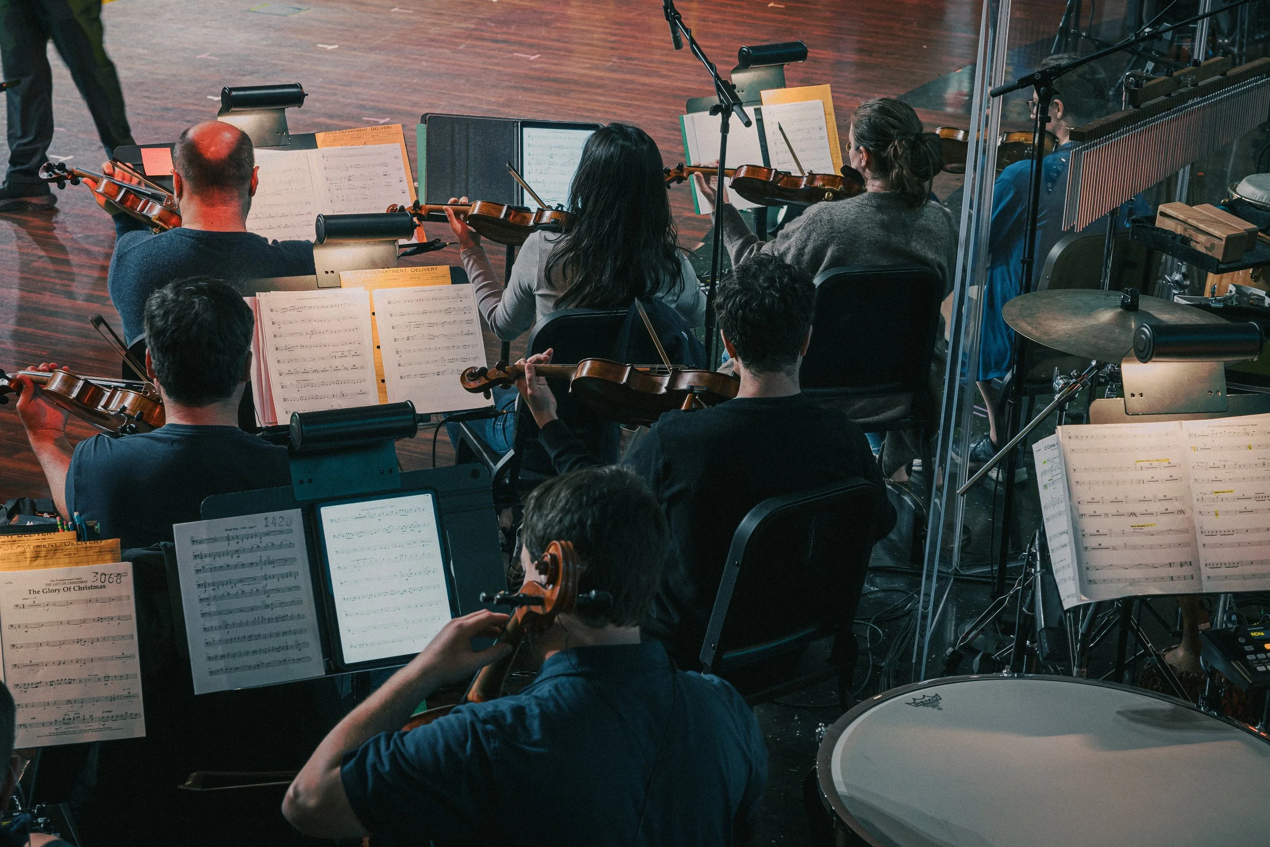 The orchestra offering their talents in worship.