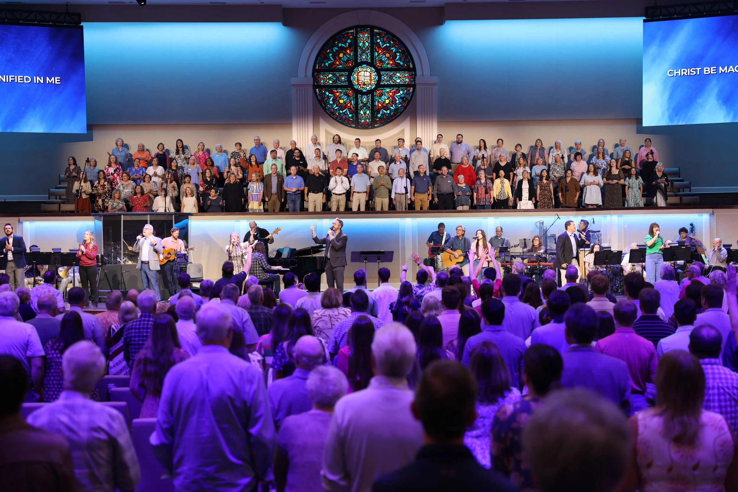 Members of Hunter Street Baptist church lifting their voices in worship.