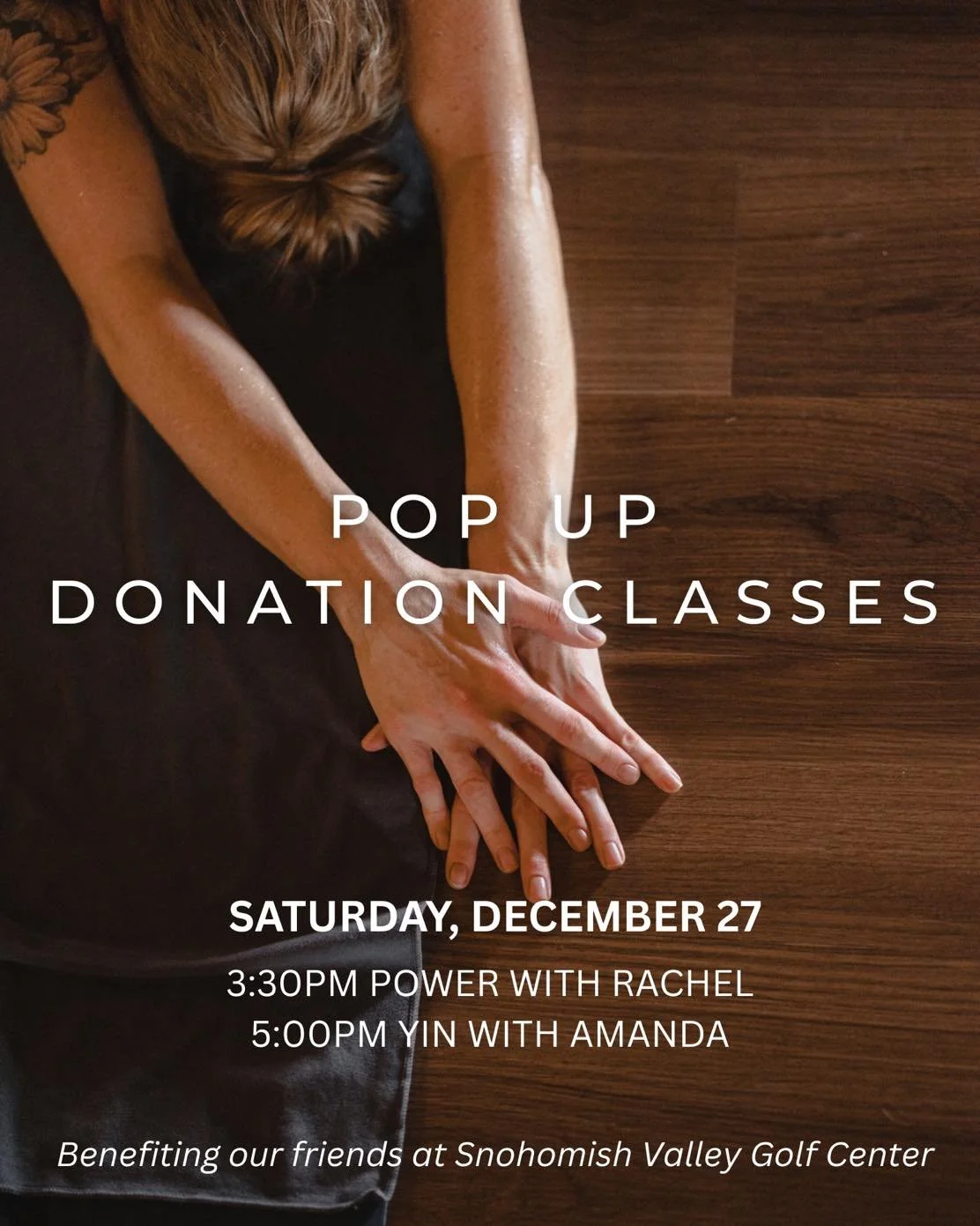 Hoping everyone had a wonderful Christmas! ✨🤎

We are hosting two very special Pop-up classes tomorrow &mdash;

⭐️ Pop-up Power @ 3:30PM

⭐️ Pop-up Yin @ 5:00PM

These classes are FREE and donation-based, in support of our amazing friends at the Sno