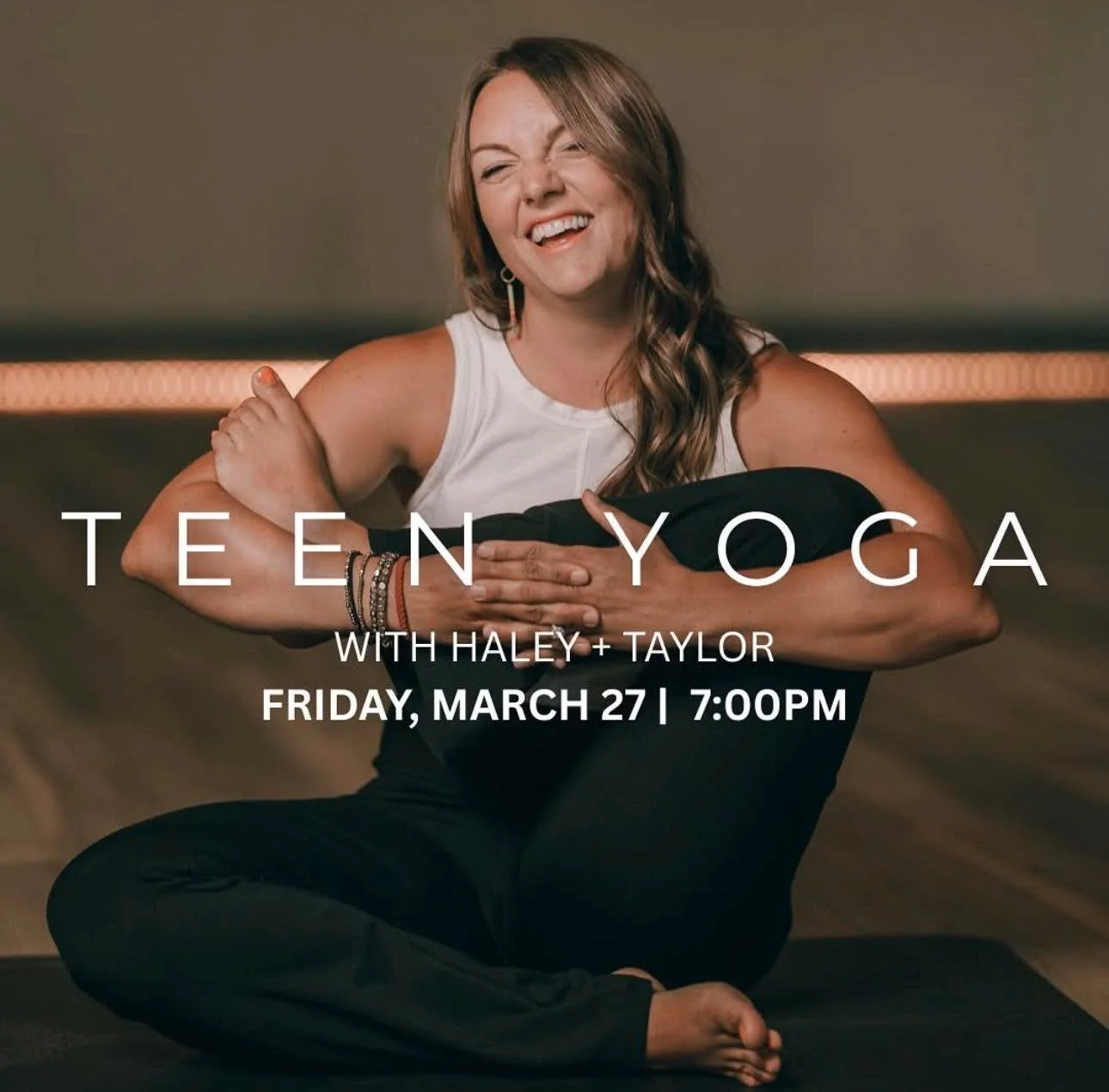 Join Haley, Taylor, and Koa this Friday for a FREE teen yoga class created to support, uplift, and connect the teens in our community.

This class is all about creating space&mdash;to move, breathe, reset, and just be. We&rsquo;ll flow together,  and