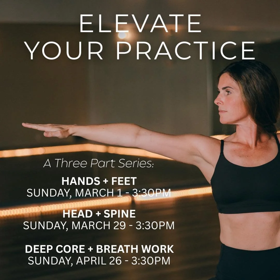 TOMORROW 📣✨ - 
Elevate your practice ✨  Part TWO | Head + Spine 

Join us for one (or all three!) of this special three part series dedicated to taking your practice to the next level. 
 
Each of the one-hour classes in this series are geared toward