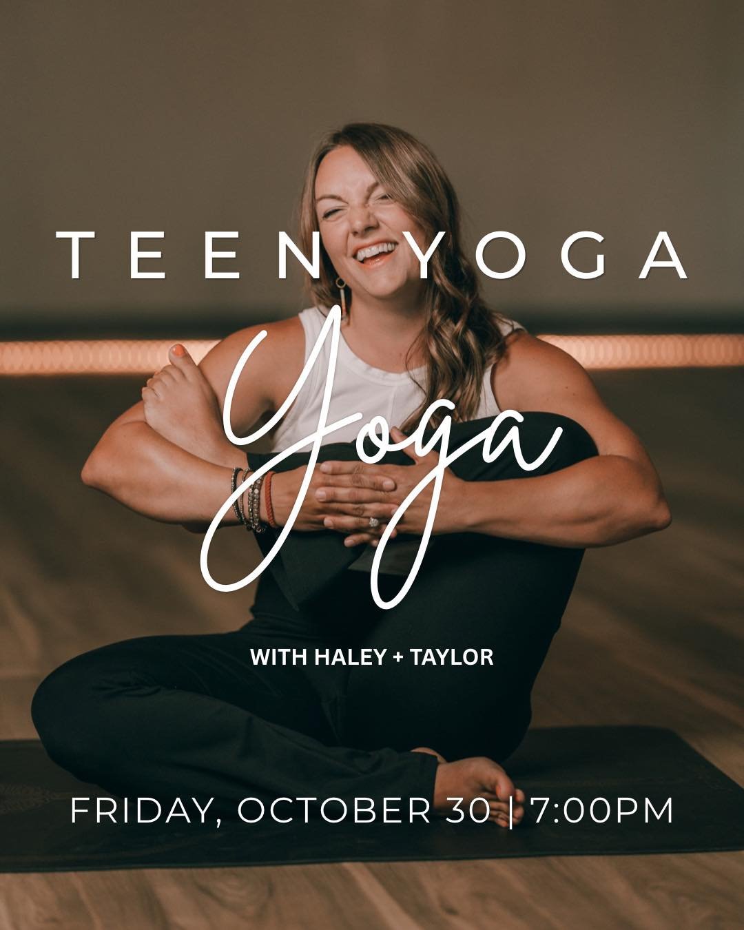 Teen Yoga is back 🤍

A night just for our teen yogis! Join Haley + Taylor for movement, breathwork, and a little time to unwind.

October 30 | 7PM
FREE CLASS!

Grab a friend and join us!