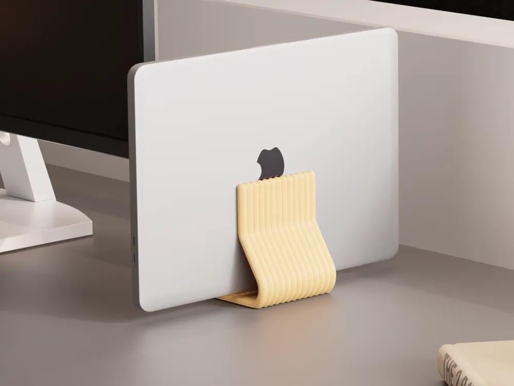 Vertical Laptop Stand | Closed Lid MacBook Stand | Minimal 3D Printed Desk Organizer | Space Saving Laptop Holder