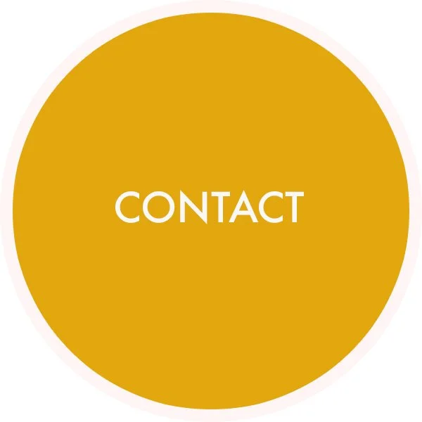 Gold circular button with the word 'CONTACT' in white uppercase letters