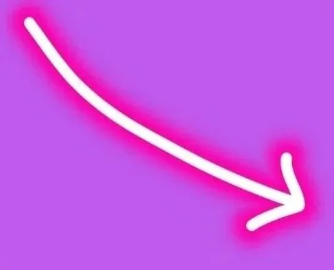 A white neon arrow on a purple background, pointing downward and to the right.