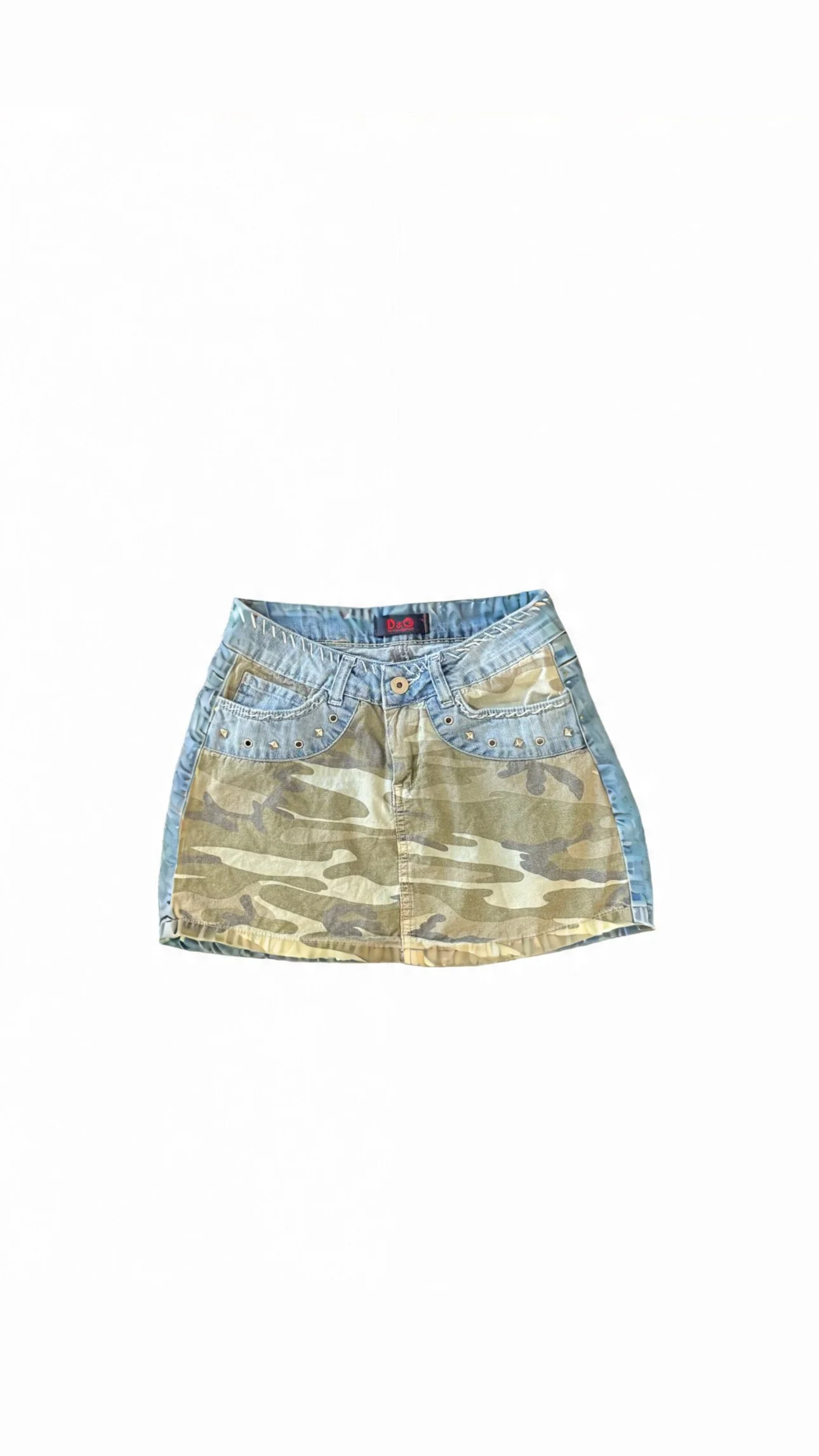 Dolce & Gabbana Western Camouflage Studded Suede Logo Mini Skirt