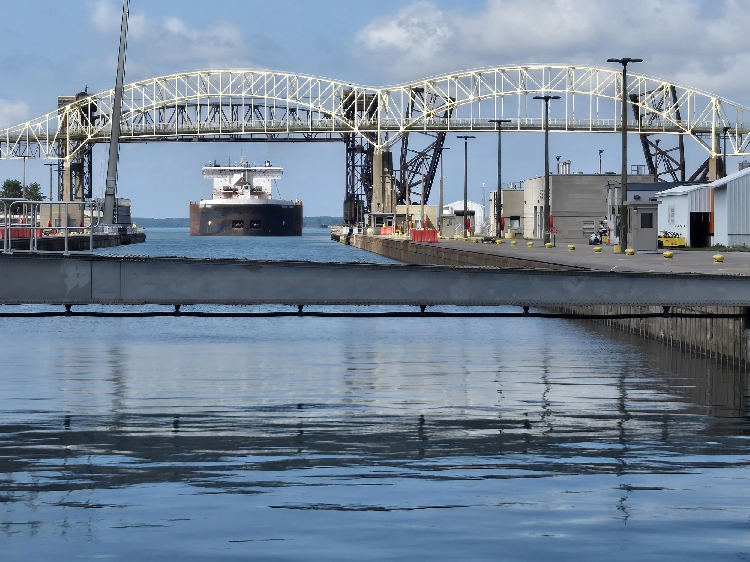 Freighter entering Lock Canal at Sault Ste Marie, MI.jpg