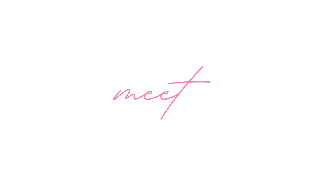 Decorative text with the words "let's meet" in black and pink cursive font.