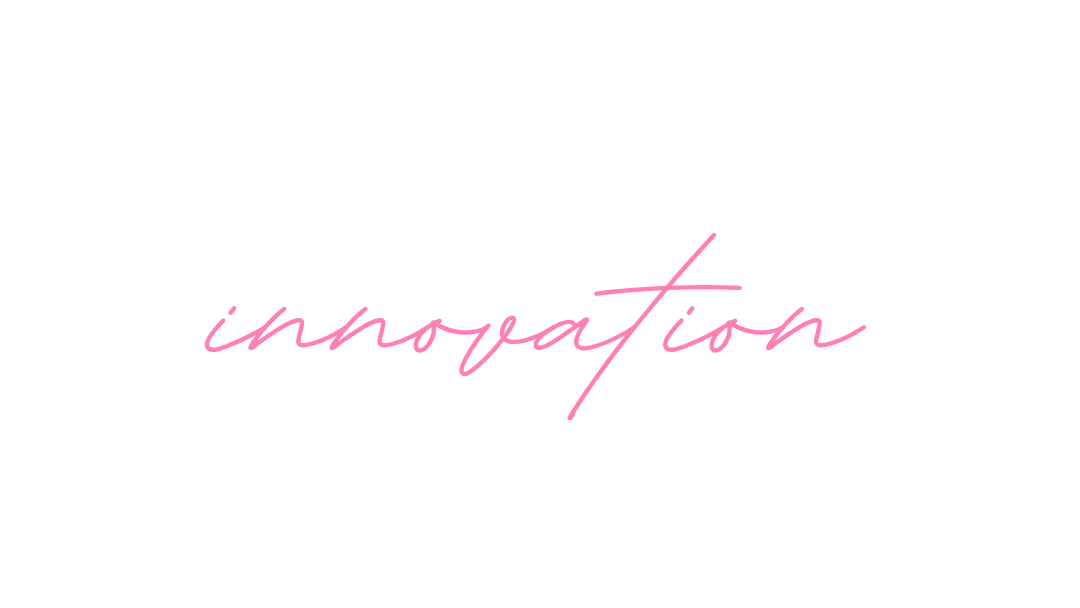 Black and pink graphic with the words 'Innovation' in bold black and 'innovation' in pink cursive.