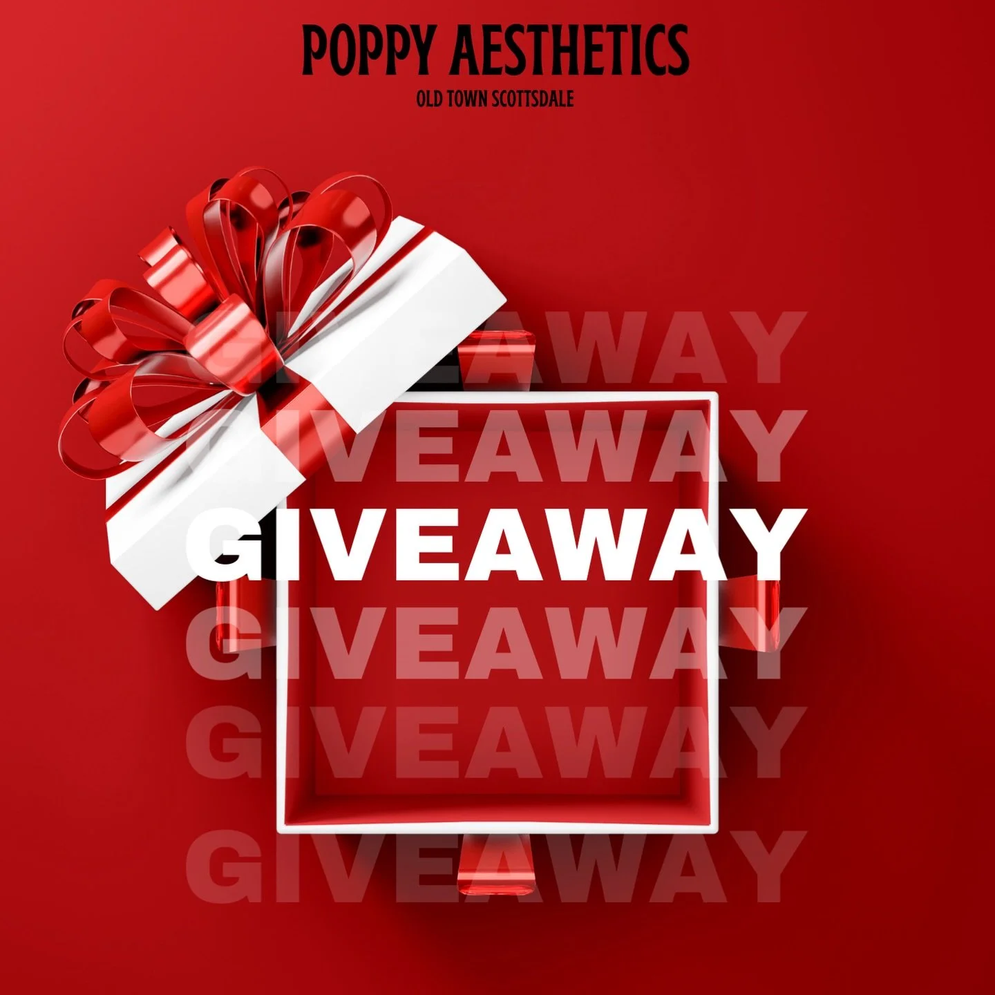 ❗️🎄HAPPY HOLIDAYS &amp; HAPPY GIVEAWAY TIME🎁❗️
 Poppy Aesthetics is GIVINGAWAY
 -5 Dermaplane with No-DownTime Chemical Peel Treatments 
 + Homecare sampler- 
 $175 VALUE**

This treatment is amazing for everyone and will leave you freaking glowy! 