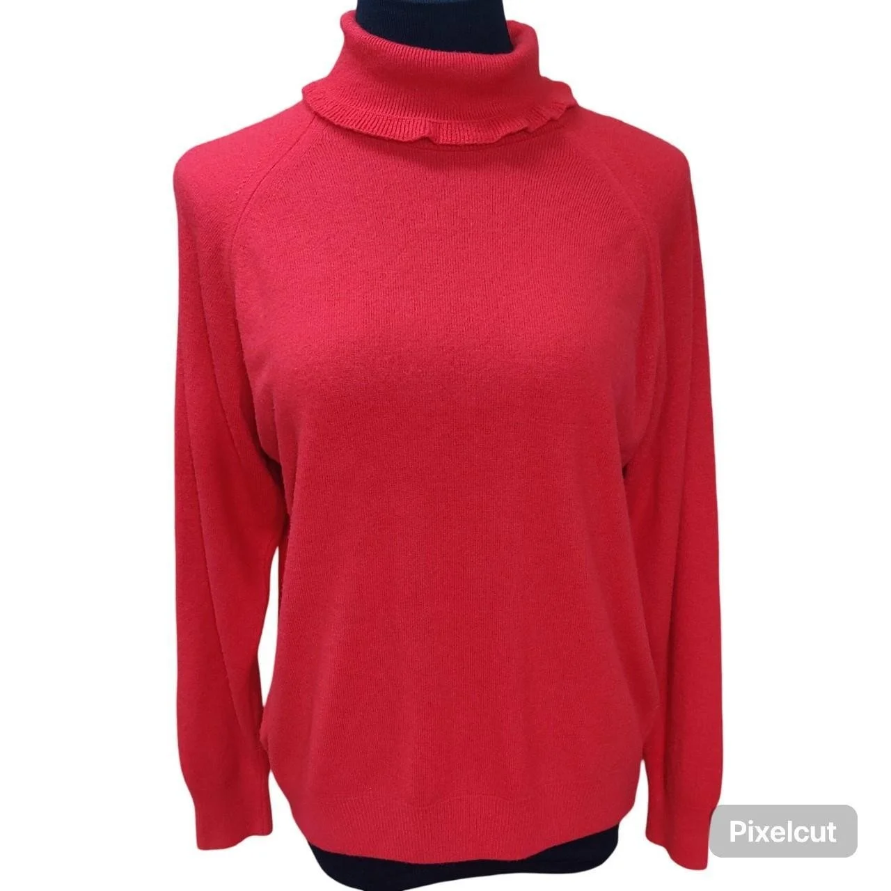 VTG Designers Originals Full Fashioned Red Long Sleeve Mock Turtleneck Size L