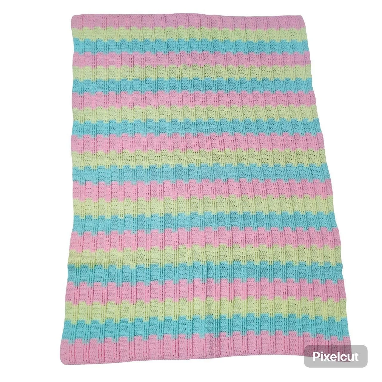 VTG Handmade Afghan Crochet Baby Blanket Throw Quilt Multicolor