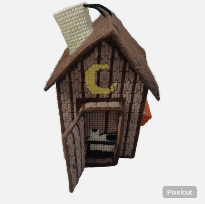 Granny Square Cabin Tissue Box Cover Craft Canvas Yarn