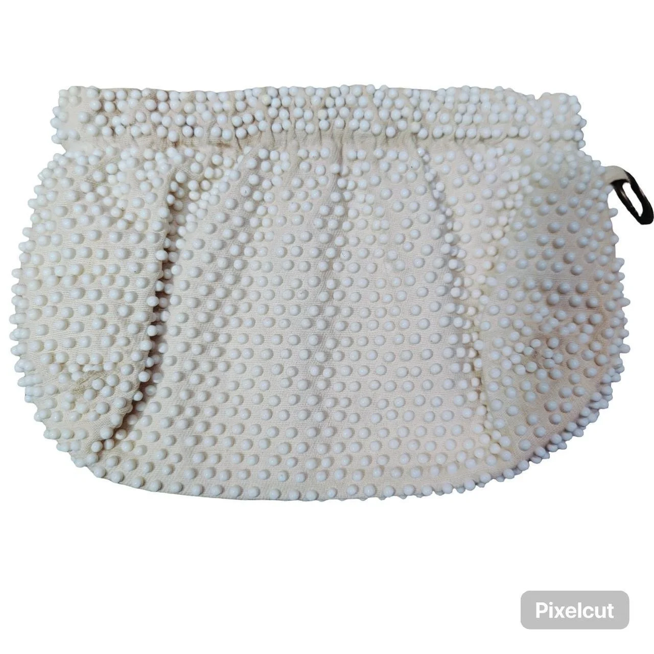 VTG Lumured Corde Bead - Like Clutch Purse Off White USA Made
