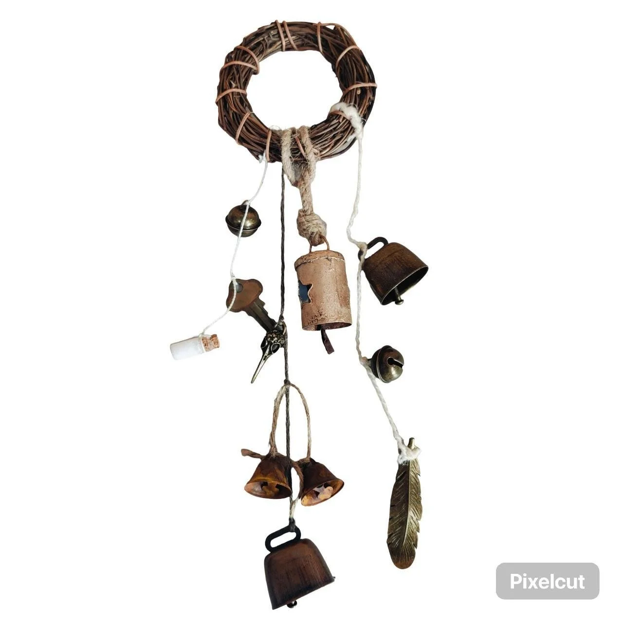 NEW Handmade Protection Bells & Wreath Wall Hanging Decor