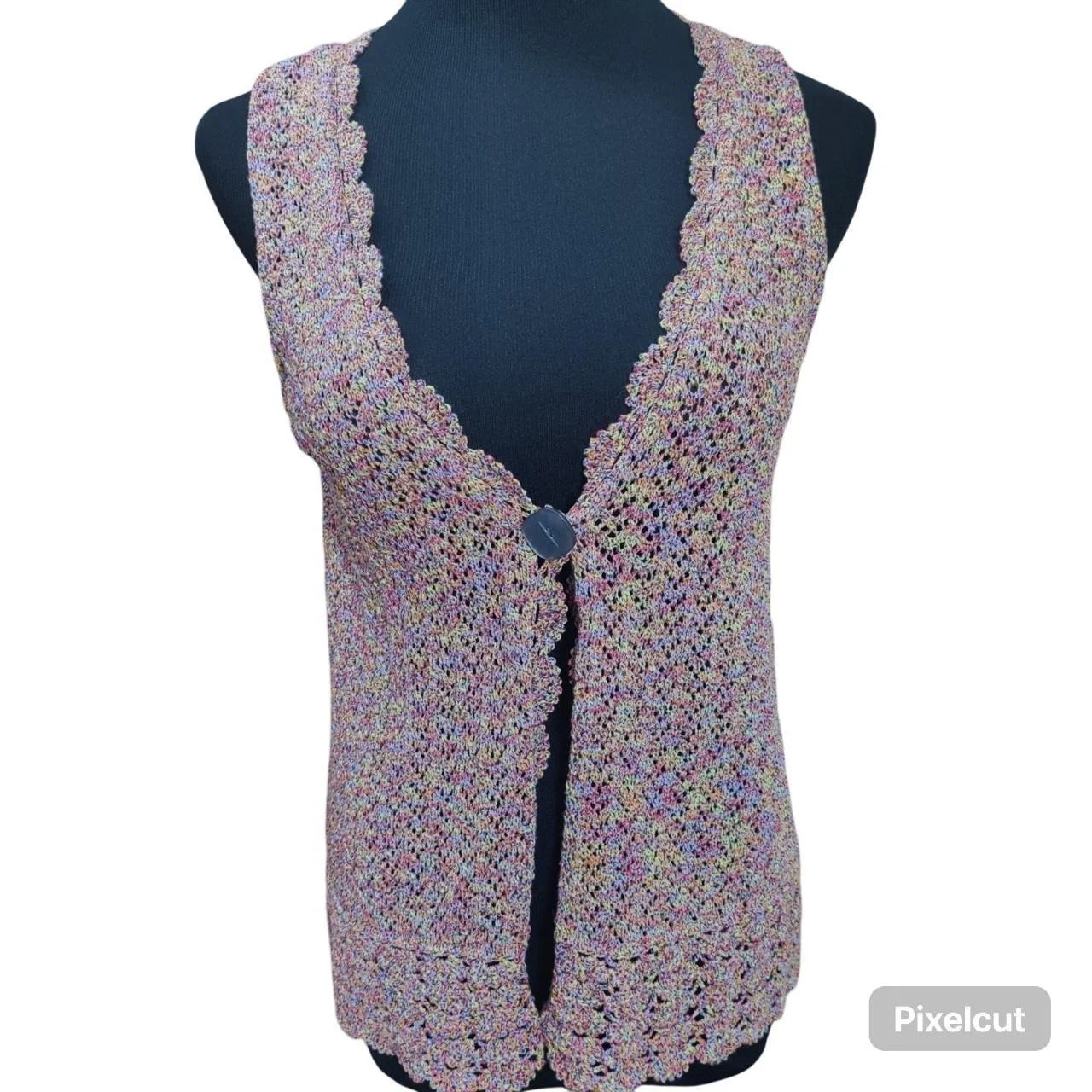 VTG Talbots Women's Wool Multicolor Blend Knit Sweater Vest Petite Size S