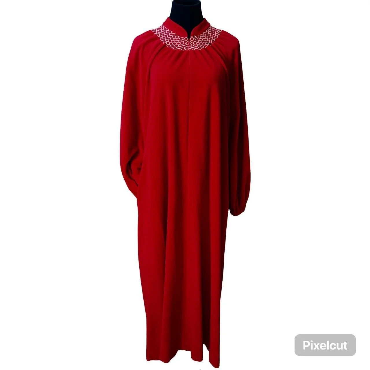 VTG Vanity Fair Women's House Coat Christmas Red Pullover Robe USA Size L