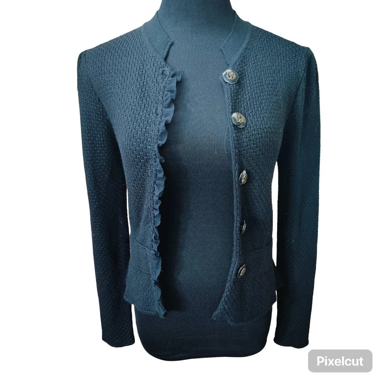 VTG T.A.B. Women's Black Knit Jacket Long Sleeve Dark Academia Vampire Size S