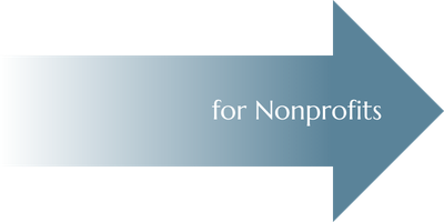 A large gray rightward arrow with a blue gradient at the tail end, containing the text 'for Nonprofits'