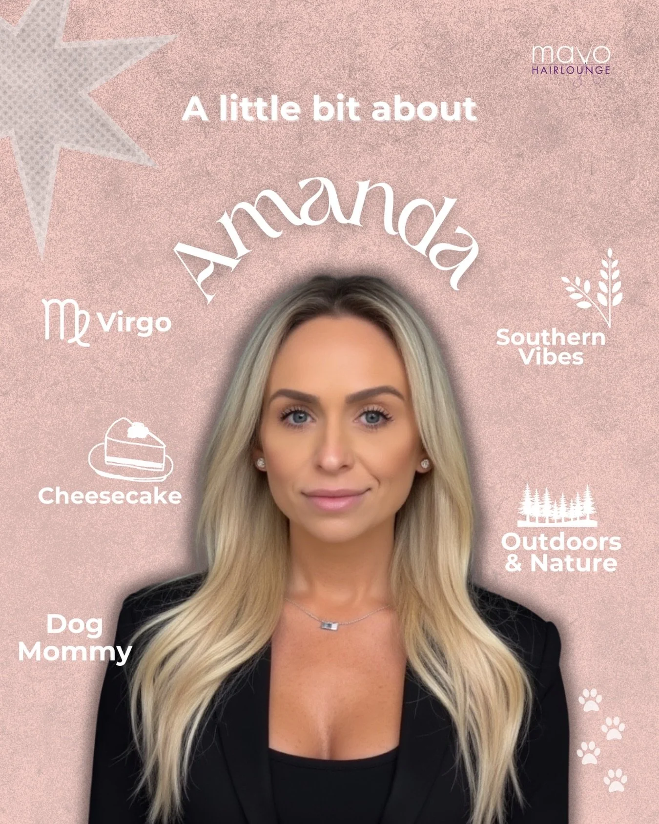 Meet Amanda ( @amandabullardhair ), our newest MaVo Babe, our Southern-vibes sweetheart, cheesecake lover, and proud dog-mom with a soft spot for the outdoors. She&rsquo;s calm, grounded, and brings the warmest, most welcoming energy to every guest i