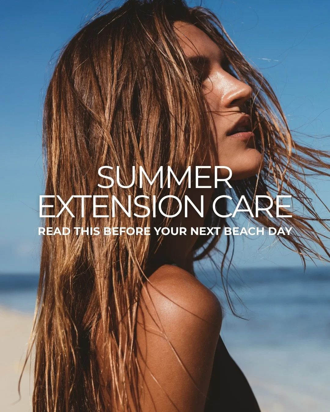 Summer + extensions = either a vibe&hellip; or a disaster 😅☀️🌊

If you&rsquo;re not taking care of your extensions the right way,
saltwater, chlorine, and sunscreen will ruin them FAST

Here&rsquo;s what we tell all our extension clients before sum