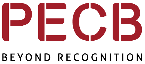 Logo with the text 'PECB' in red and black.